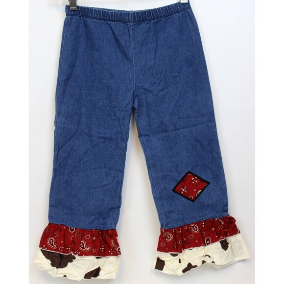 Ann Loren by JE Designs Girls 2pc Set sz 9/10 Western Ruffle Layer Cow Bandana - Picture 8 of 13